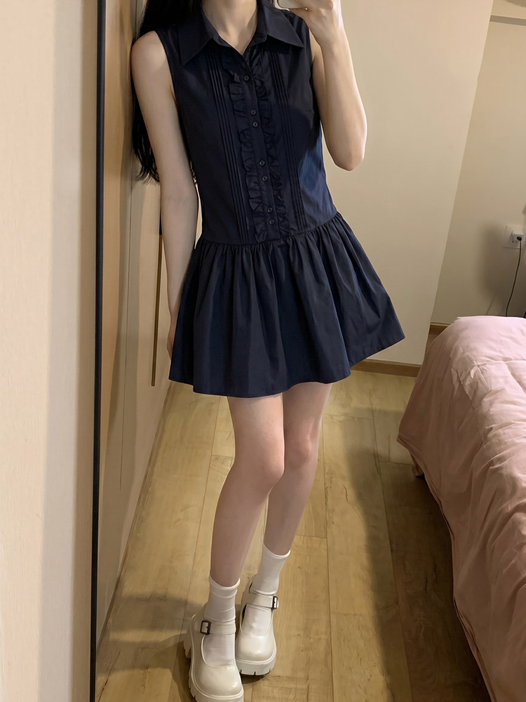 Korean Style A Line Shirt Dress - Slimming Effect Korean College Style Shirt
