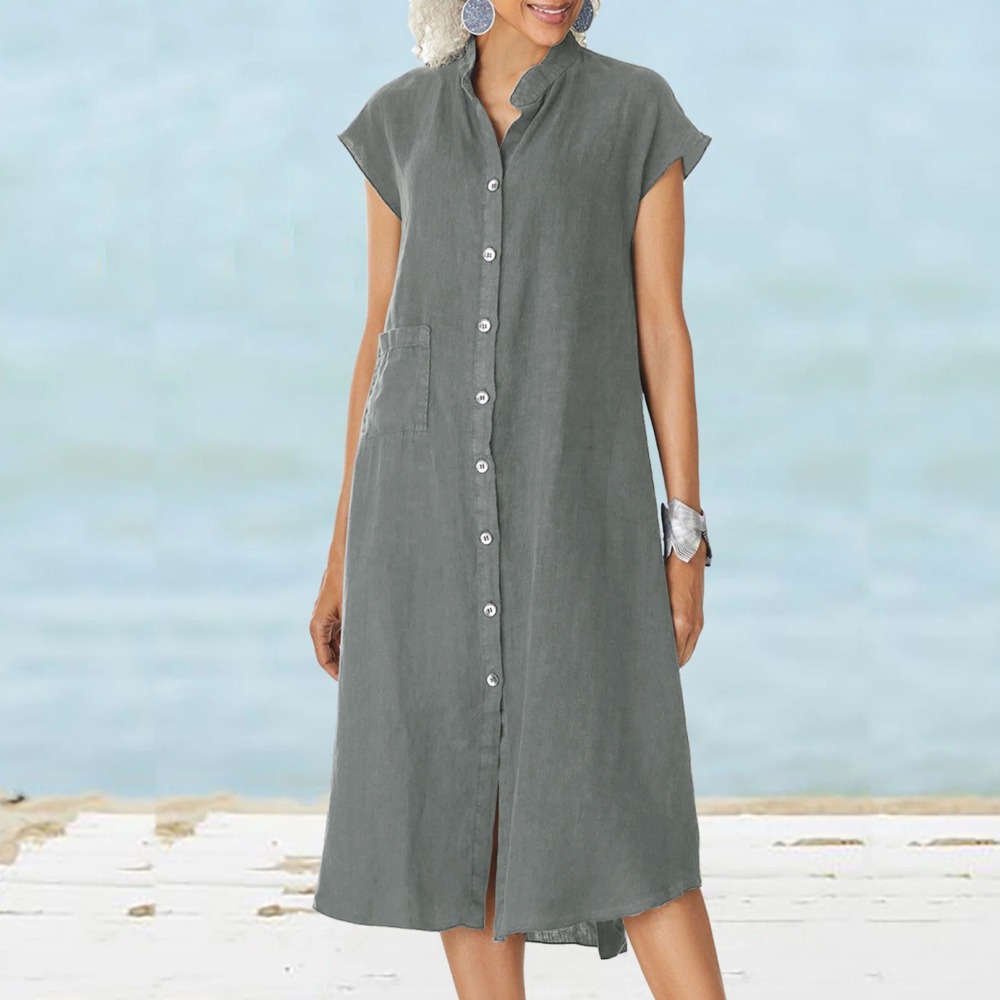 2026 Women Casual Black Shirt  - đánh giá và giá Casual Loose Linen Shirt Dress