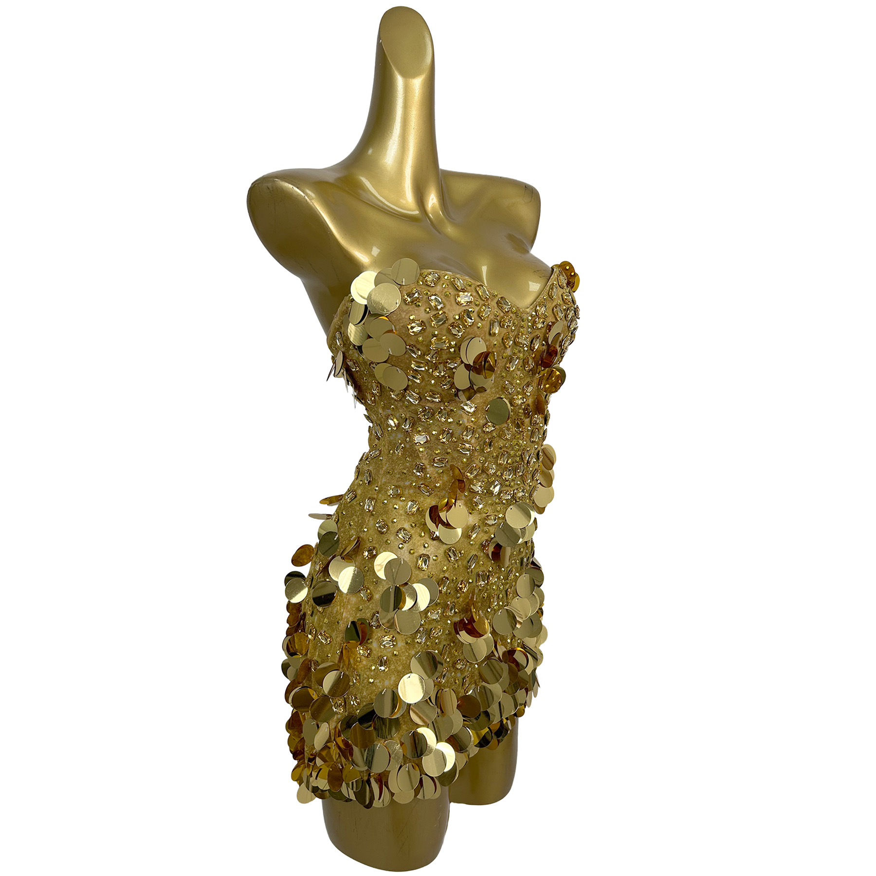 Sparkly Gold Crystals Straples - đánh giá và giá Sparkly Rhinestone Club Party Dress