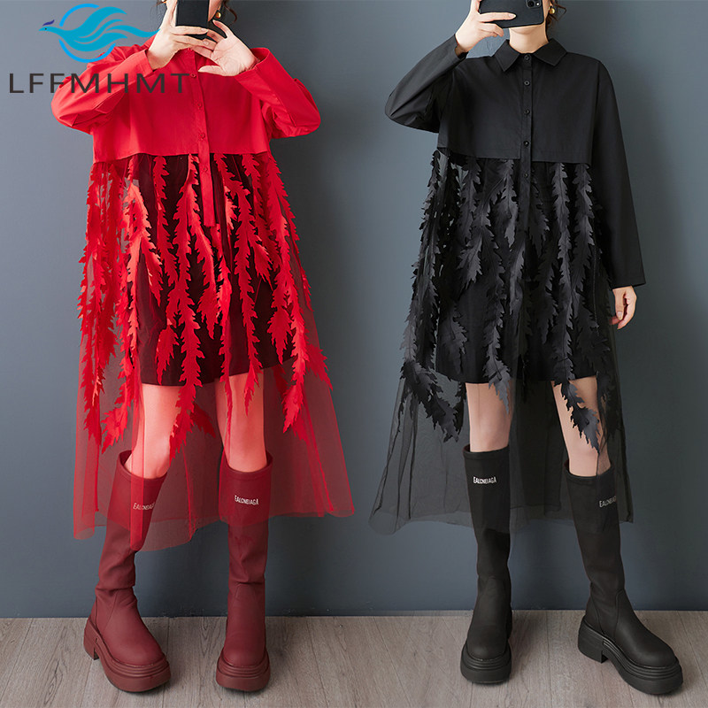 Spring New Loose Floral Print  - đánh giá và giá Korean Style A Line Shirt Dress