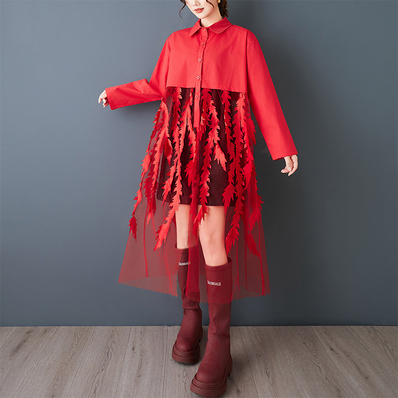 Spring New Loose Floral Print  - đánh giá và giá Korean Style A Line Shirt Dress