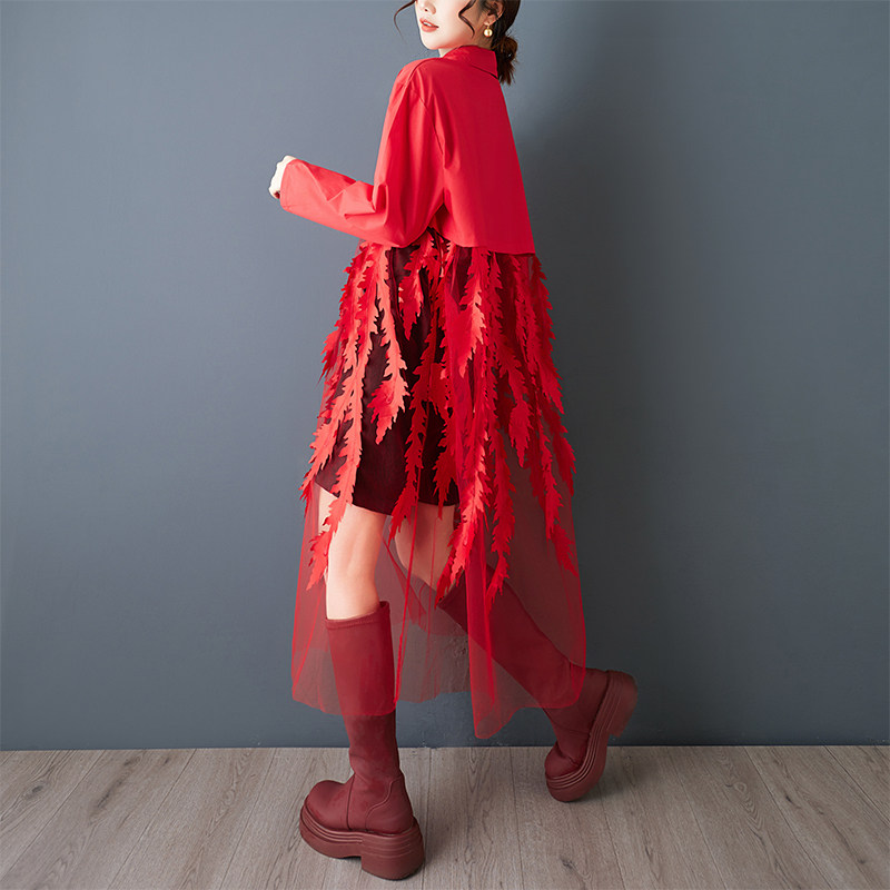 Spring New Loose Floral Print  - đánh giá và giá Korean Style A Line Shirt Dress