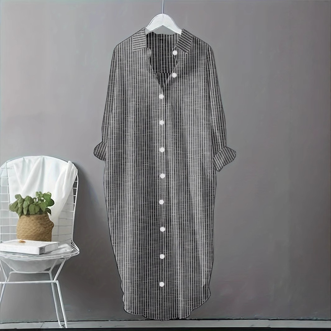 Vintage Cotton Linen Striped S - đánh giá và giá Casual Loose Linen Shirt Dress
