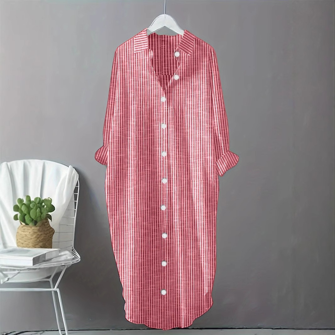 Vintage Cotton Linen Striped S - đánh giá và giá Casual Loose Linen Shirt Dress