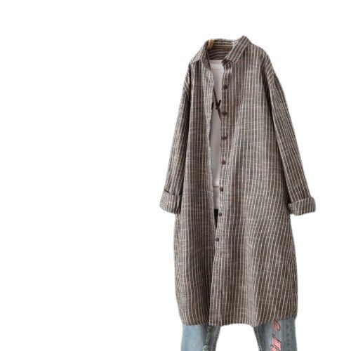 Vintage Cotton Linen Striped S - đánh giá và giá Casual Loose Linen Shirt Dress