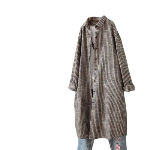 Vintage Cotton Linen Striped S - đánh giá và giá Casual Loose Linen Shirt Dress