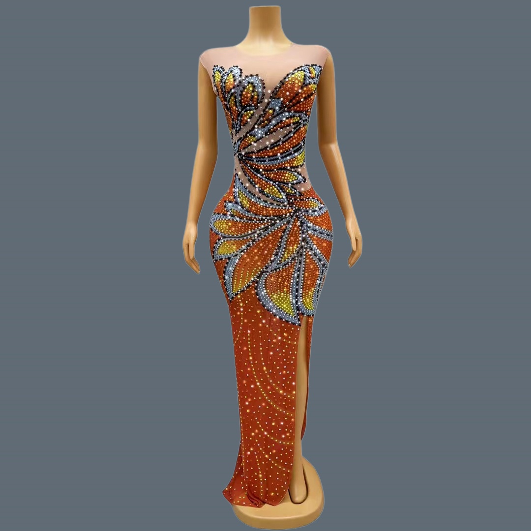 Women Sleeveless Mesh Maxi Dre - đánh giá và giá Sparkly Rhinestone Club Party Dress