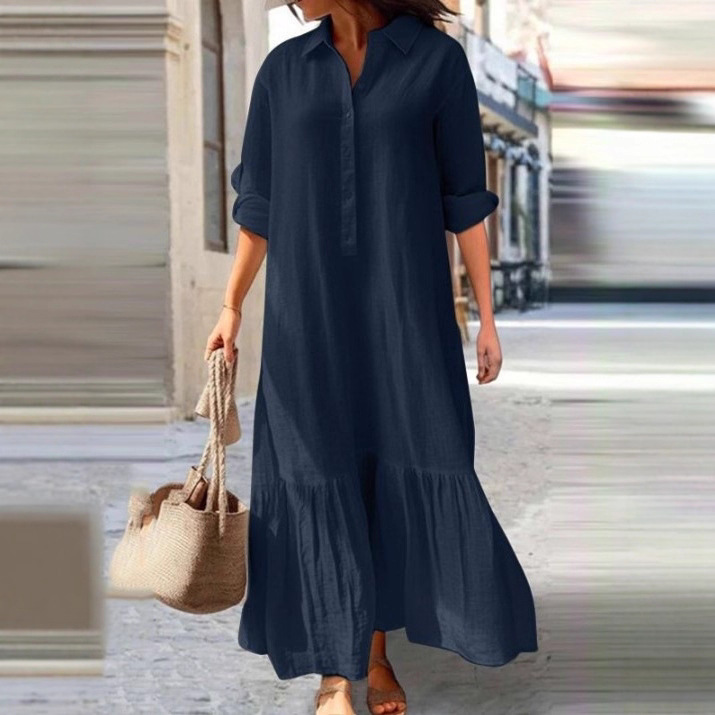 2026 European and American New - đánh giá và giá Casual Loose Linen Shirt Dress