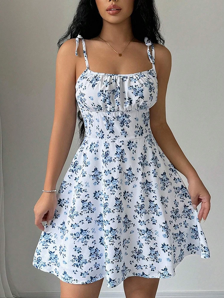 Women's Summer Floral Spaghett - đánh giá và giá French Vintage Floral Midi Dress