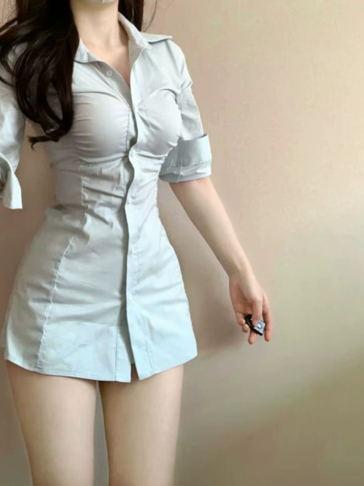 Sexy Pleated Waist-Cinching Sh - đánh giá và giá Korean Style A Line Shirt Dress