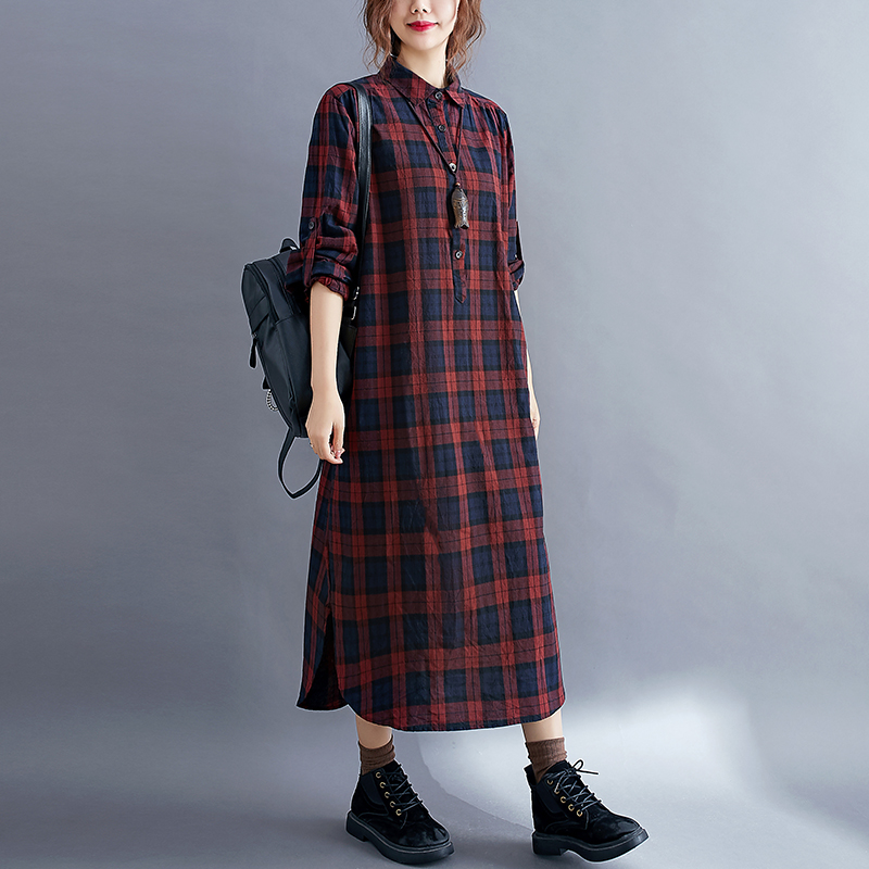 Casual Plaid Long Sleeve Shirt - đánh giá và giá Korean Style A Line Shirt Dress