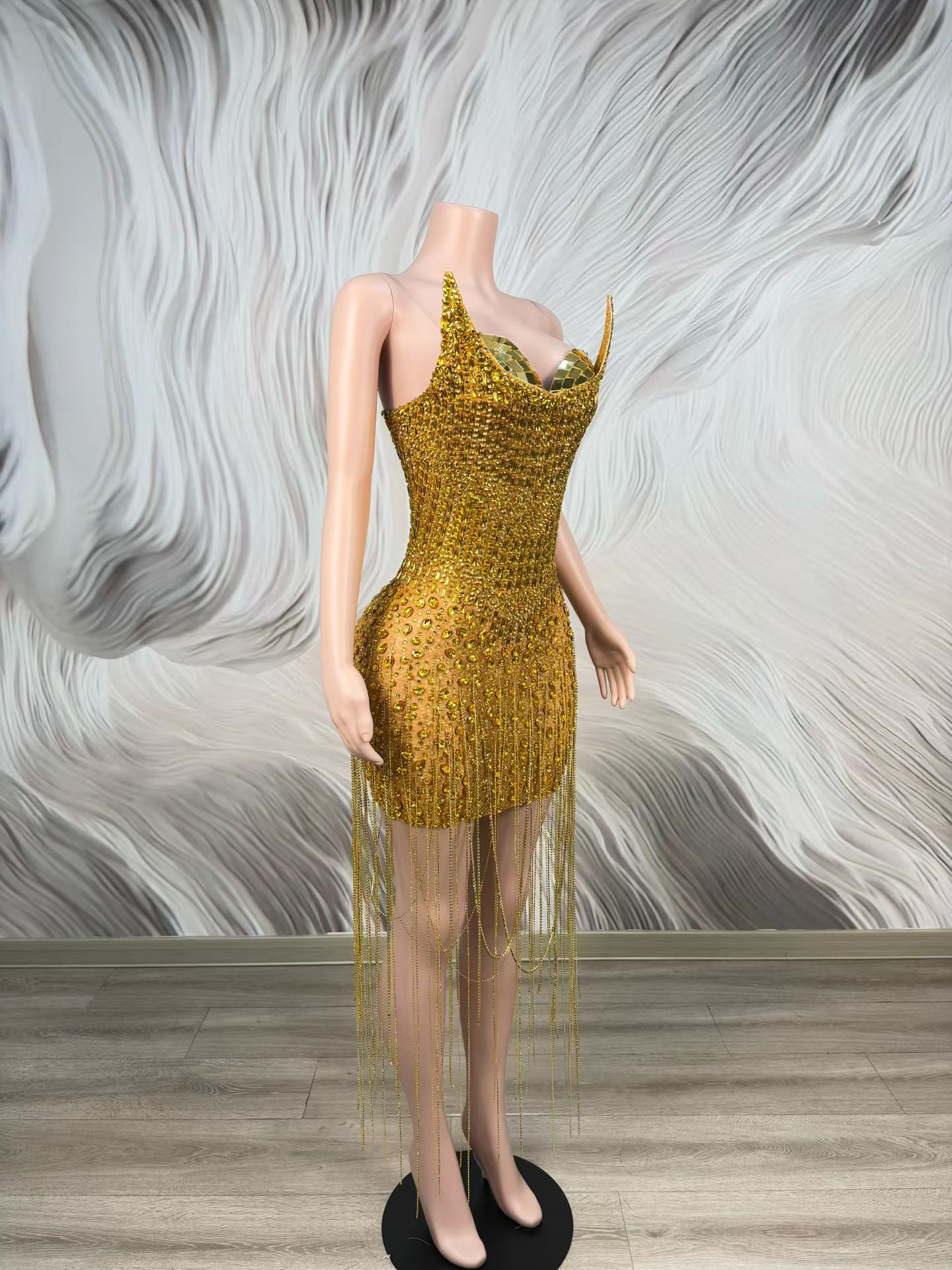 Birthday Celebrate Party Gold  - đánh giá và giá Sparkly Rhinestone Club Party Dress