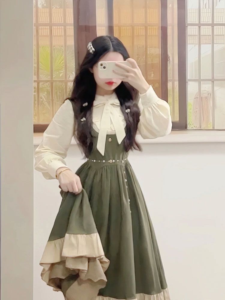 2025 New Japanese Korean Kawai - đánh giá và giá Korean Style A Line Shirt Dress