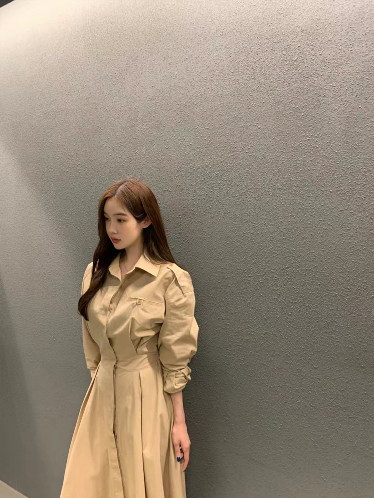 Elegant Long Sleeve Shirt Dres - đánh giá và giá Korean Style A Line Shirt Dress