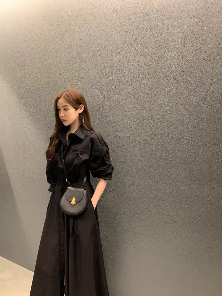 Elegant Long Sleeve Shirt Dres - đánh giá và giá Korean Style A Line Shirt Dress