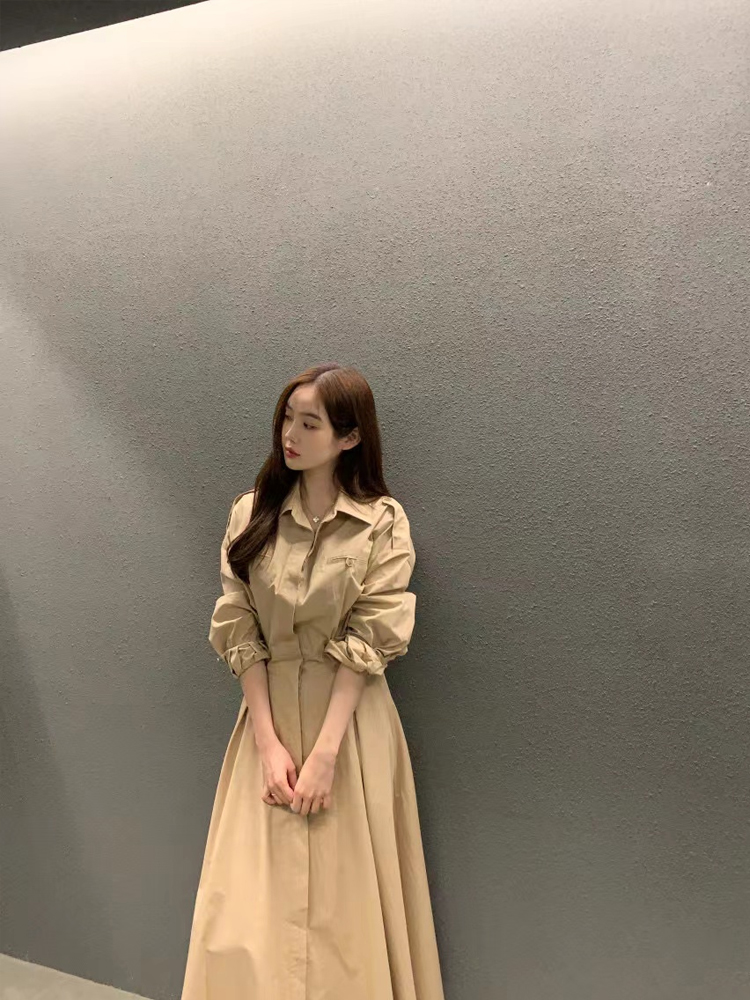 Elegant Long Sleeve Shirt Dres - đánh giá và giá Korean Style A Line Shirt Dress
