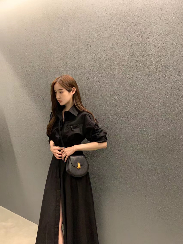 Elegant Long Sleeve Shirt Dres - đánh giá và giá Korean Style A Line Shirt Dress